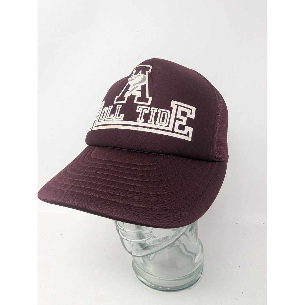 VINTAGE‎ Alabama Crimson Tide Hat Cap Snap Back Maroon Mesh Trucker Mens 80s
